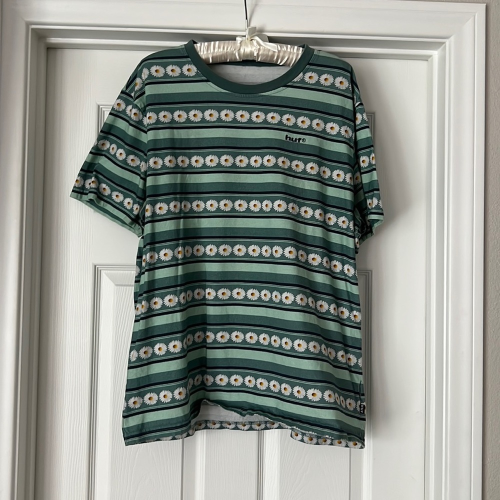 Huf Male T-Shirt Turquoise Size L Cotton